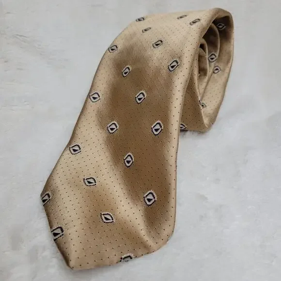 VTG 70s Golden Clasp by Prince Consort Gold Wide Kipper Polyester Point Neck Tie - Picture 1 of 12